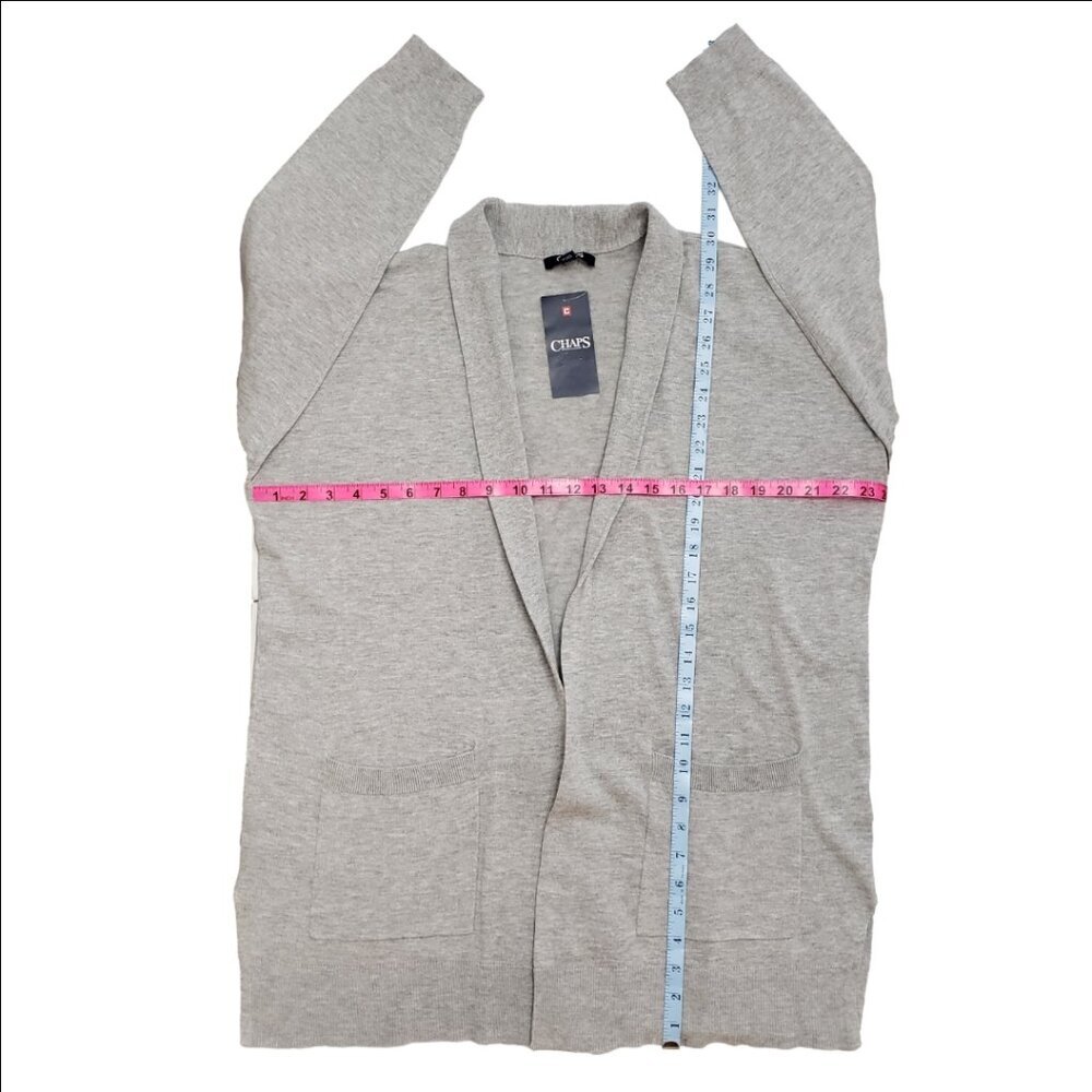 Chaps Gray Open Front Cardigan Size L NWT - Picture 8 of 9